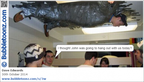 Hanging from ceiling