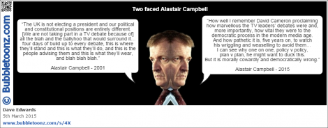 Two faced Alastair Campbell