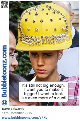 Justin Bieber complains that his hat is still not big enough!