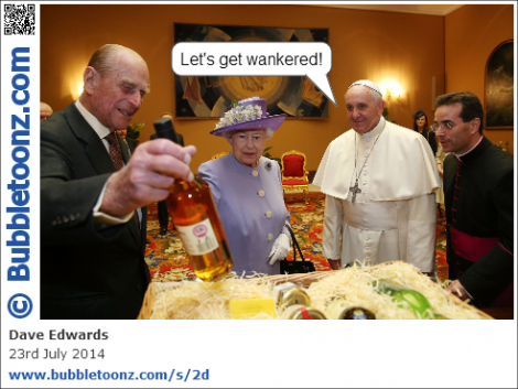 The Queen and Pope get pissed