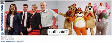 Labour leadership candidates - Kendall, Burnham, Cooper, Corbyn, and the Banana Splits