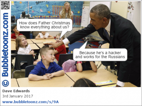 Schoolboy asks Obama how Father Christmas knows everything about him
