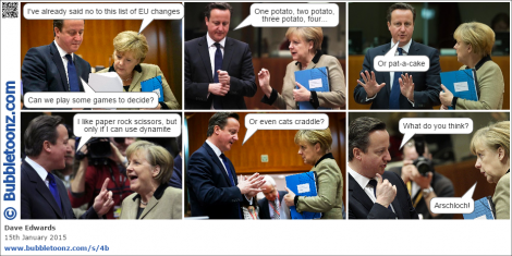 David Cameron discusses his list of EU changes with Angela Merkel