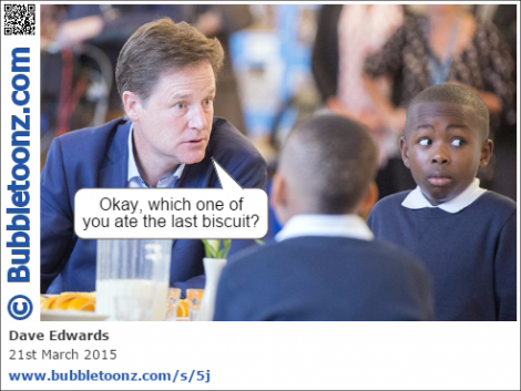 Nick Clegg questions children over the last biscuit