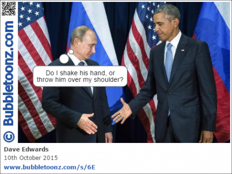 Putin and Obama shake hands