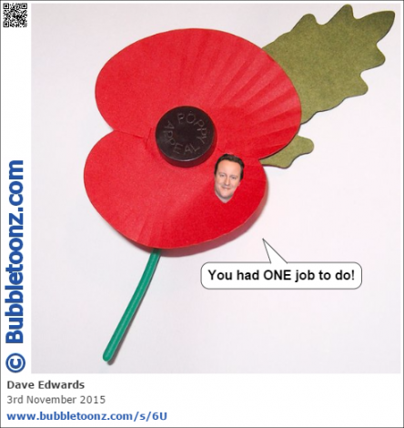 David Cameron and photoshopped poppy.