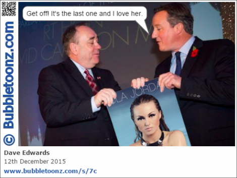 David Cameron and Alex Salmond fight over the last Ola Jordan calendar.