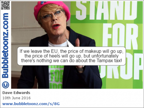Eddie Izzard is concerned that leaving the EU will put up the price of makeup