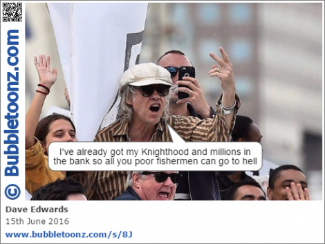 Bob Geldof telling fishermen to go to hell